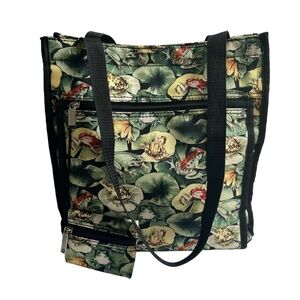 Canvas Shoulder / Tote Bag with Matching Change Purse FROGS!